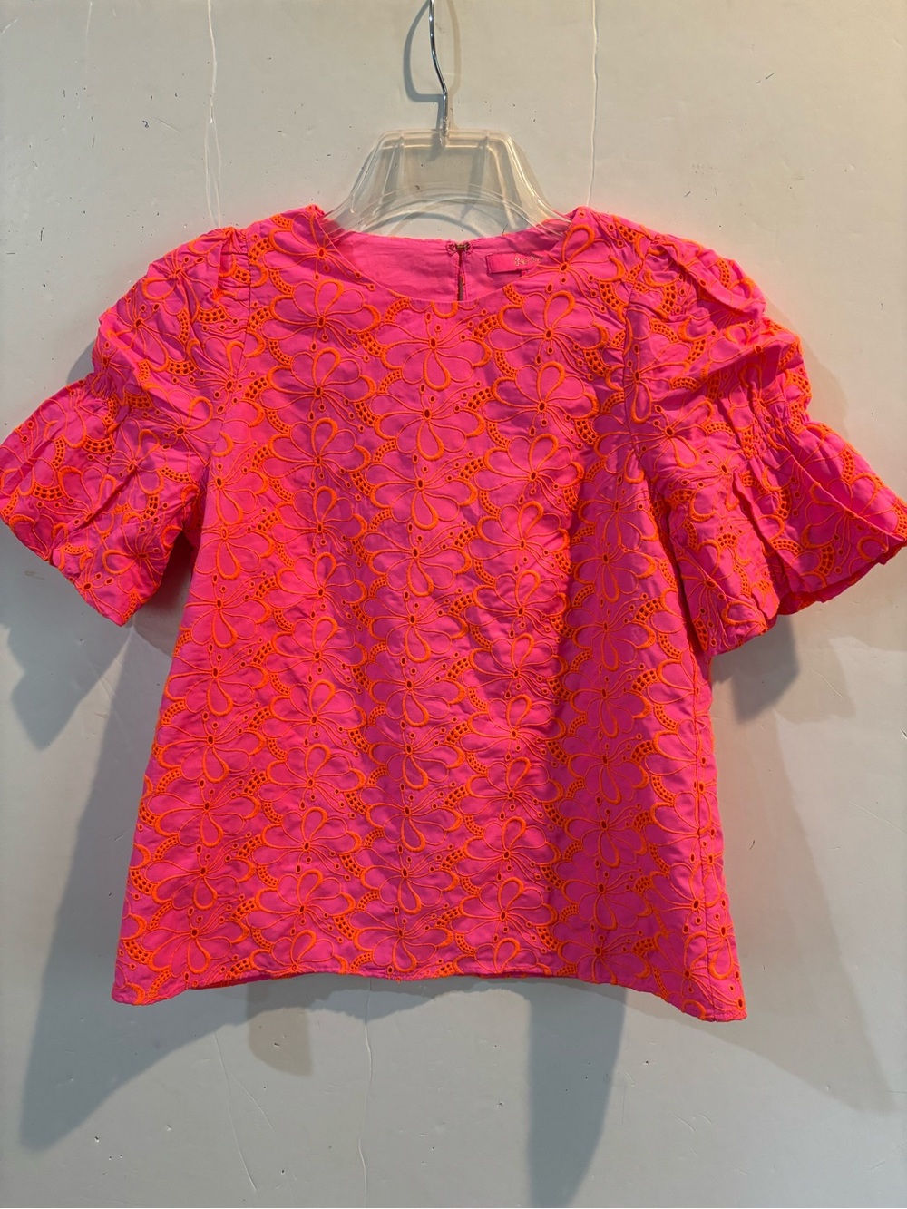 Lilly Pulitzer Hot Pink & Orange Embroidery Lined Top XS